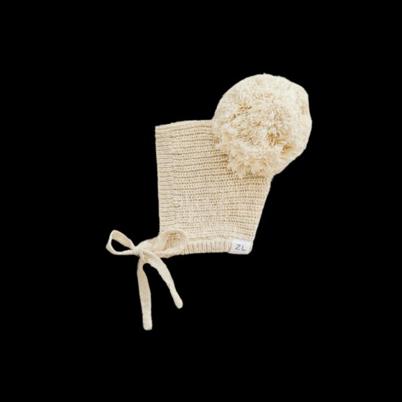 Ziggy Lou Other - Ziggy Lou Pom Pom Bonnet, 3-6mths, Oat